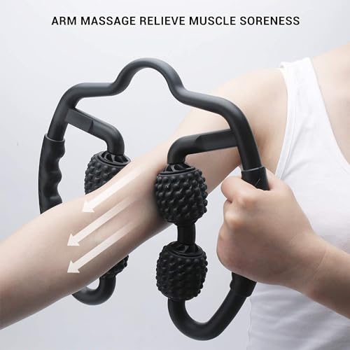 4 Wheels Foam Roller Muscle Massager for Leg Neck Hand Arm,Trigger Point Muscle Relax Massager Indoor Sports Yoga Bodybuilding Equipment (Black) - view 4
