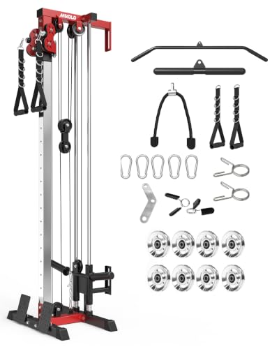 Wall Mount Cable Station, Cable Crossover Machine with Dual Pulley System and 19/27 Adjustable Positions for Home Gym Fitness Equipment