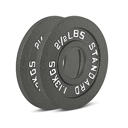 Cast Iron Olympic Weight Plates – Free Weights with 2-inch Hole & Anti-Rust Hammertone Finish - Ideal for Strength Training, Crossfit Equipment & Home Gym Set – Sold in Pairs - 2.5LB–45LB