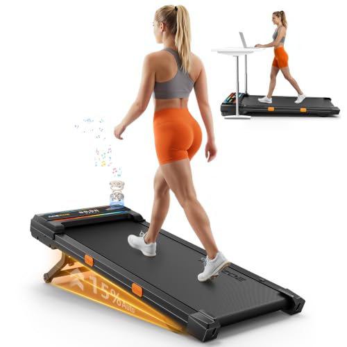 Walking Pad Treadmill with 15% Auto Incline, Under Desk Treadmill for Home
