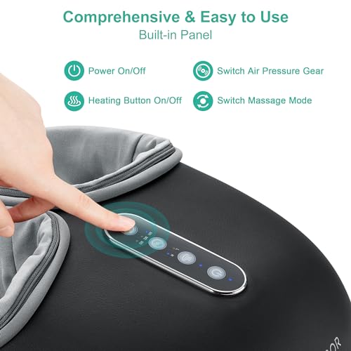 Foot Massager with Heat - Shiatsu Feet Massage Machine Delivers Relief for Tired Muscles & Plantar, Deep Kneading Therapy, Multi-Level Settings for Home, Office Use, Size up to 13" - view 3
