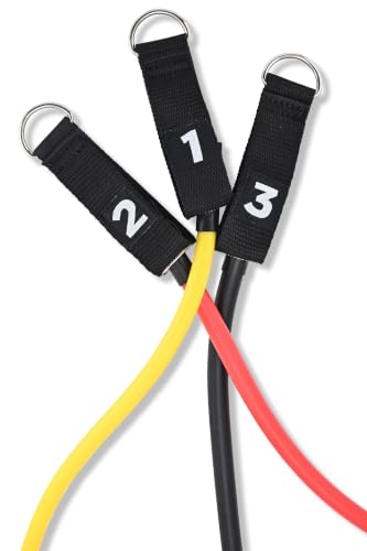 3-in-1 Resistance Band Kit | Interchangeable Strength Bands with Comfort-Grip Handles | Professional Grade Gear for High-Intensity Training and Full-Body Muscle Toning - Black Red Yellow - view 2