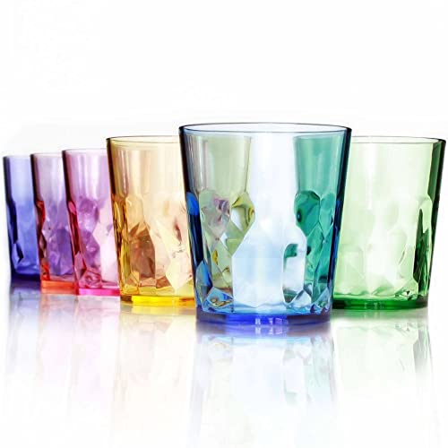13oz Unbreakable Premium Drinking Glasses Set of 6 - Made in Japan - Super Grade Acrylic Plastic - Perfect for Gifts - Dishwasher Safe - Cups Reusable Drinkware Tumblers Kids