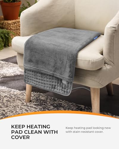 Heating Pad Cover, Crystal Velvet Cover for 12'' x 24'' Heating Pad, Soft Replacement Cover, Washable Cover for Electric Heating Pad, Cover ONLY, Gray - view 7