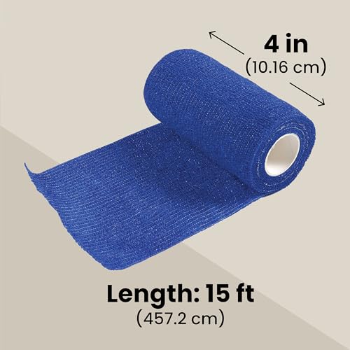 Cohesive Bandage Vet Wrap Rolls - Sprain & Strain Support Elastic Bandage & Vet Wrap for Dogs & Horses - Self-Adherent Dog Wound Care Tape - First Aid & Sports Tape - 12 Count, 4 in x 5 yd - view 5