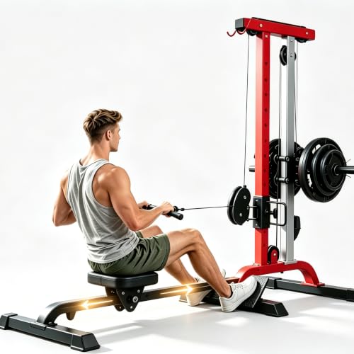 2-in-1 Cable Machine, LAT Pulldown & Rowing Machine for Home Gym