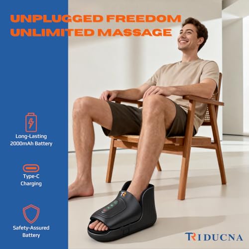 Foot and Ankle Massager with Heat - Electric Feet Massage Machine with Deep Kneading and Air Compression for Plantar Fasciitis, Foot Muscle Relax at Home or Office, Fathers Day Gift - view 5