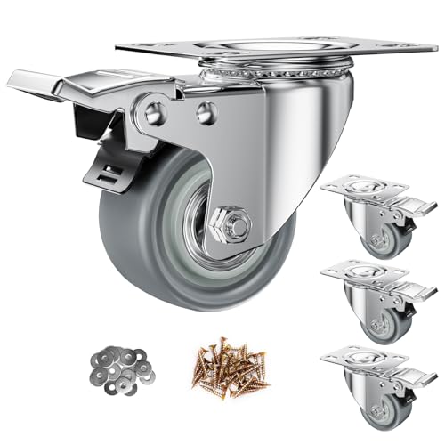2" Swivel Plate Casters with Brake - Set of 4