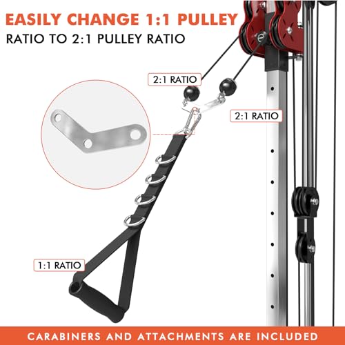 Wall Mount Cable Station, Cable Crossover Machine with Dual Pulley System and 19/27 Adjustable Positions for Home Gym Fitness Equipment - view 5