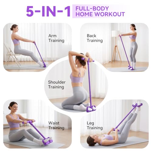 Pedal Resistance Band with Handles, 6-Tube Exercise Bands, Foot Pedal Resistance Bands, Multifunction Tension Rope for Full Body Home, Workouts,Gym, Pilates, Yoga, Women Gift - view 5