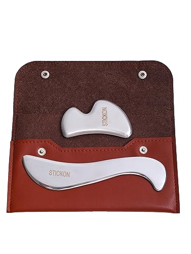 Stainless Steel Gua Sha Muscle Scraper Tool Set 2 in 1 Scraping Massage IASTM Tools,Soft Tissue Massage Tool, Guasha Tool for Body(49)