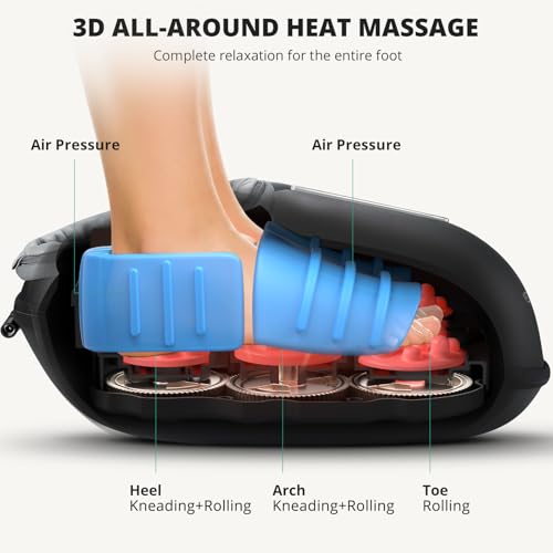 Foot Massager with Heat - Shiatsu Feet Massage Machine Delivers Relief for Tired Muscles & Plantar, Deep Kneading Therapy, Multi-Level Settings for Home, Office Use, Size up to 13" - view 5