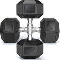 Rubber Coated Cast Iron Hex Dumbbell Set of 2, 30-85lb Free Weights