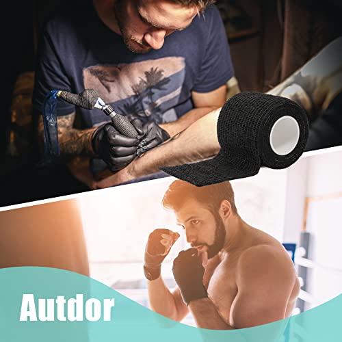 Tattoo Grip Cover Wrap - 24Pcs 2" x 5 Yards Disposable Cohesive Tattoo Grip Tape Wrap Black Elastic Bandage Rolls Self-Adherent Tape for Tattoo Machine Grip Tube, Sports Tape - view 7