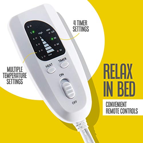 Heating pad - Electric Best for Back Pain and Cramps Relief 2 Hour auto Off Measures 24" X 12" Moist with Many Adjustable Setting Heats Fast - view 4