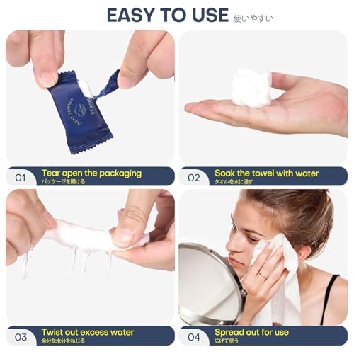 Compressed Towel Tablets 500 Pcs Disposable Face Towel With 4 Dispenser Bottles Cloths Camping Hiking Outdoor Gear Family Travel Gym Workout Fitness Emergency Use Portable Washcloths(Blue) - view 6