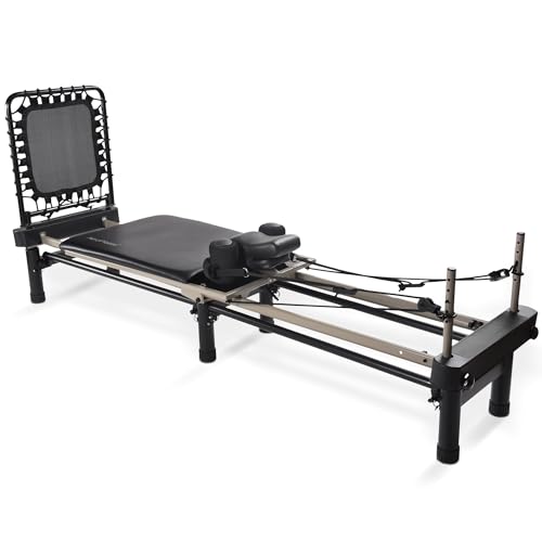 Pilates Reformer Machine, Gym Equipment for Resistance Workout, Strength & Fitness Training - Foldable & Compact