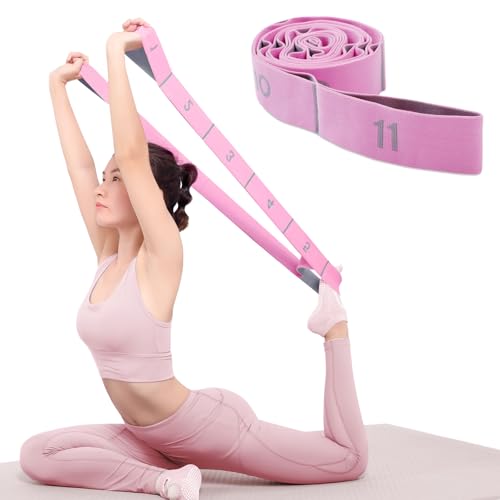 11 Loops Stretch band - Yoga, Pilates, Ballet, and Physical Therapy Stretching strap for Flexibility, Leg Stretching, and Exercise - Durable Stretching equipment for Dance and Fitness
