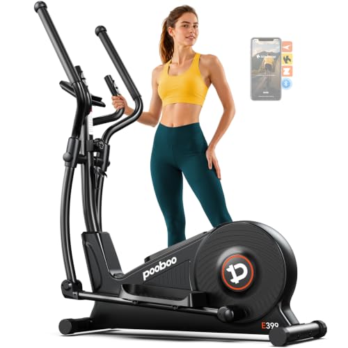 Elliptical Machine, Elliptical Exercise Machine with 16-Level Resistance&Quiet Magnetic Driving System, Elliptical Machine for Home with LCD Monitor,15-17IN Stride,350LB Capacity