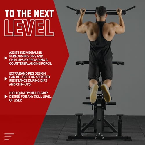Assisted Pull Up Machine, 600LBS Leverage Assisted Chin and Dip Machine, 4 in 1 Plate Loaded Gym Equipment, Pull Up Machine with 1:1 Counterweight System & Band Peg for Home Gym - view 3