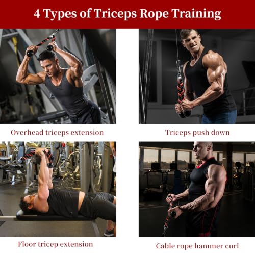Tricep Rope Cable Attachment for Gym, 27 & 36 Inch, Non-Slip Grip - view 6