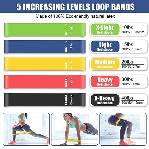 23Pcs Stackable Resistance Bands Set with Handles Up to 150 Lbs - view 4