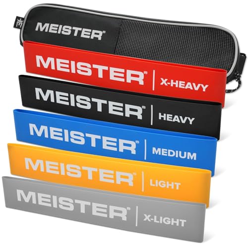 Mobility Resistance Bands for Exercise, Stretching & Physical Therapy w/Carry Case - Set of 5 Loop Bands