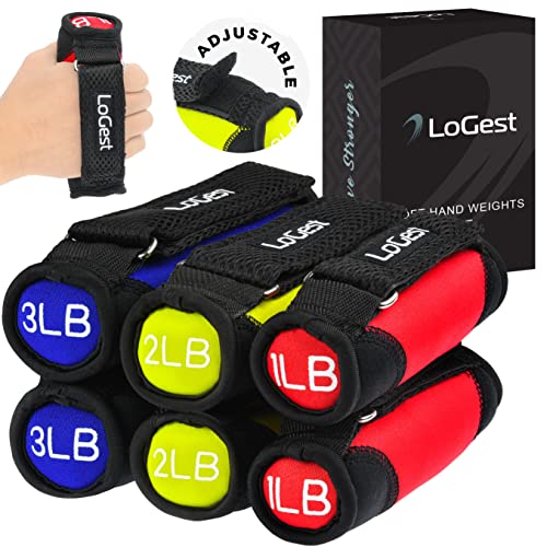 Soft Hand Weights - Adjustable Neoprene Dumbbells (1LB, 2LB, 3LB, 4LB) - Red, Yellow, Blue, Purple - Velcro Straps - Weight Training, Walking, Jogging, Aerobics, Yoga