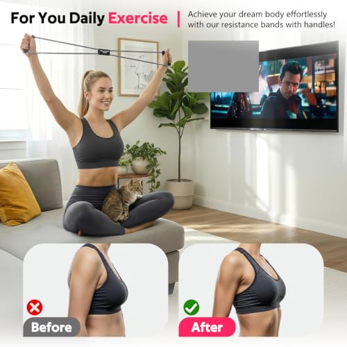 Resistance Bands with Handles, Figure 8 Fitness Bands, Exercise Bands Set - view 2