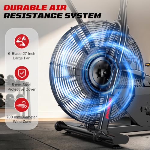 Air-Resistance Exercise Fan Bike, Air Bike with Dual Acction Handlebars&Dual-Layer Transmission System, Stationary Bike with APP Connection for Home Gym HIIT Cardio Full Body Workout - view 2
