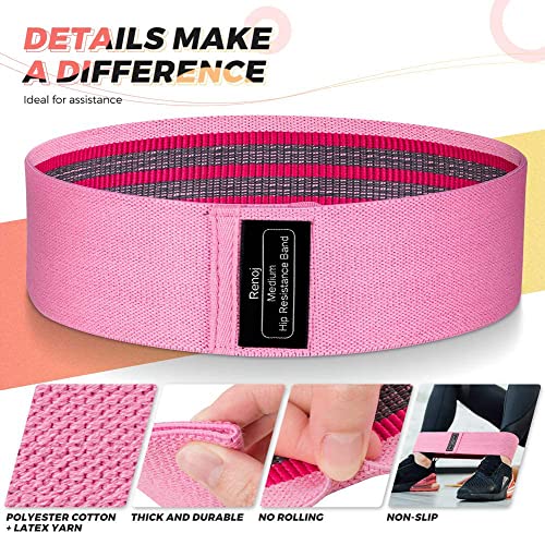 Bundle Set of 8 Resistance Bands for Workout, 5 Latex Exercise Bands and 3 Fabric Booty Bands with 2 Portable Bags - view 4
