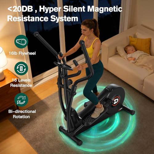 Elliptical Machine, Elliptical Exercise Machine with 16-Level Resistance&Quiet Magnetic Driving System, Elliptical Machine for Home with LCD Monitor,15-17IN Stride,350LB Capacity - view 4