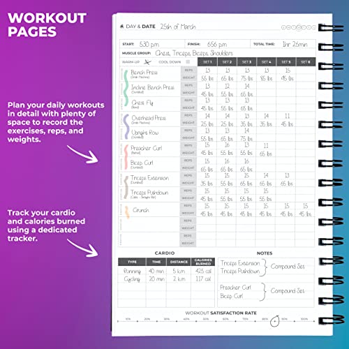 Fitness Journal Bundle, Workout Log Planner 2 Pink & Dark Purple - view 4