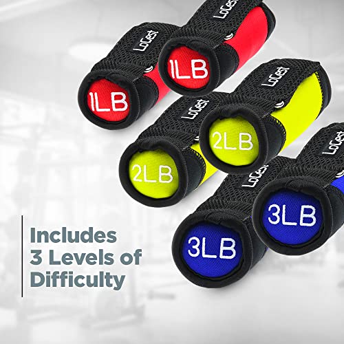 Soft Hand Weights - Adjustable Neoprene Dumbbells (1LB, 2LB, 3LB, 4LB) - Red, Yellow, Blue, Purple - Velcro Straps - Weight Training, Walking, Jogging, Aerobics, Yoga - view 5