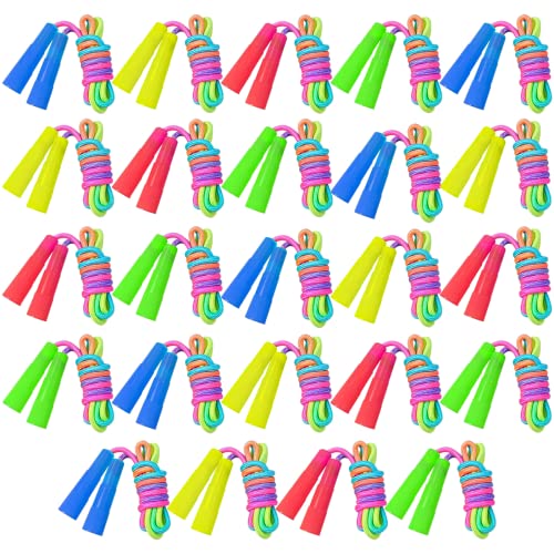 24 Packs Rainbow Jump Rope Set 7.2 Feet Adjustable Nylon Skipping Ropes Jumping Ropes for Outdoor Activity Party Favors School Games