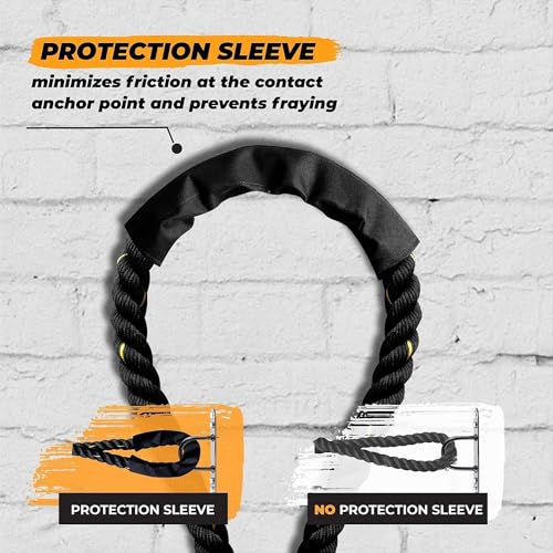 Yes4All 1.5/2 Inch Battle Ropes with Extra Protective Sleeve, Workout Ropes for Cross-Training Home Gym & Fitness Exercises, Strength Training - 30,40,50 Feet Lengths Available - view 3