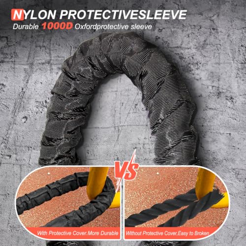 Battle Rope 1.5 Inch Diameter,Black 30FT Exercise Workout Ropes for Home Gym Heavy Weighted Training Rope for Working Out - view 3