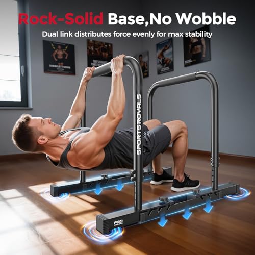 Adjustable Dip Bar Station, Heavy Duty Parallette & Parallel Bars, 400LBS Stable Dip Stands for Home Gym, Calisthenics & Upper Body Workout Equipment - view 2
