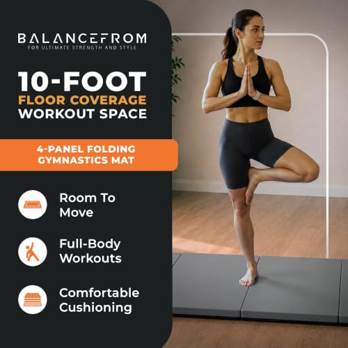 10x4 Feet 4-Panel Folding Gymnastics Mat – 2-Inch Thick Pad with Vinyl Surface and Carrying Handles for Tumbling, Yoga, Pilates, Home Workouts, and Martial Arts - view 2