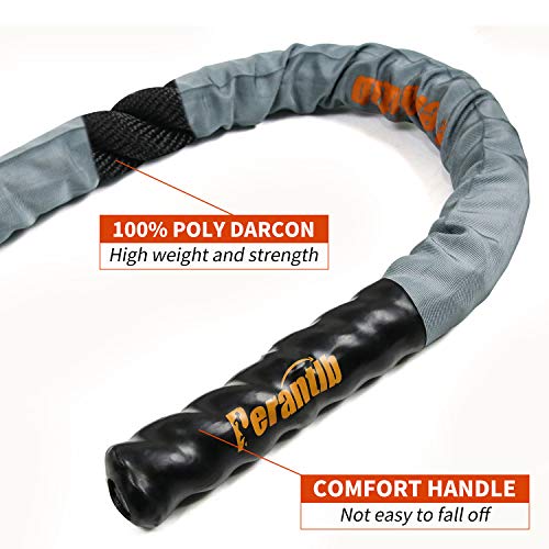 Poly Battle Rope with Cloth Sleeve -1.25/1.5/2 Inch Diameter 30' 40' 50' Lengths -Gym Muscle Toning Metabolic Workout Fitness, Battle Ropes for Home Gym - view 4