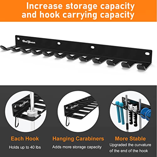Home Gym Storage Rack - Multi-Purpose Heavy Duty Gym Rack Organizer, Wall Mount Barbell Rack Gym Equipment Hanger for Olympic Barbells, Resistance Bands, Jump Ropes, Row Handles, etc. (26", 12 Hook) - view 4