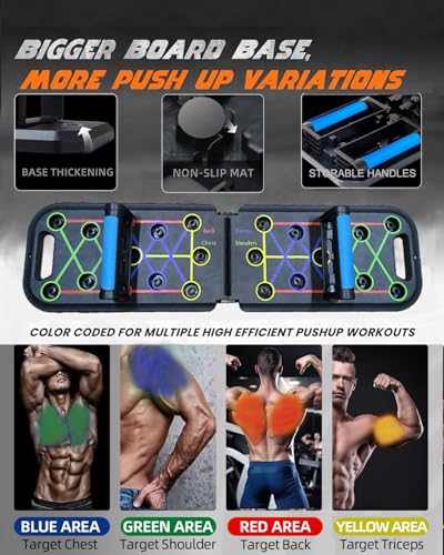 Solid Push Up Board,Home Gym,16 in 1 Home Workout Equipment Multi-Functional Push Up Stands System Fitness Floor Chest Muscle Exercise Professional Equipment Burn Fat Strength Training Arm Men & Women - view 3