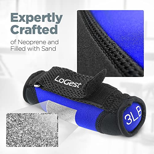 Soft Hand Weights - Adjustable Neoprene Dumbbells (1LB, 2LB, 3LB, 4LB) - Red, Yellow, Blue, Purple - Velcro Straps - Weight Training, Walking, Jogging, Aerobics, Yoga - view 4