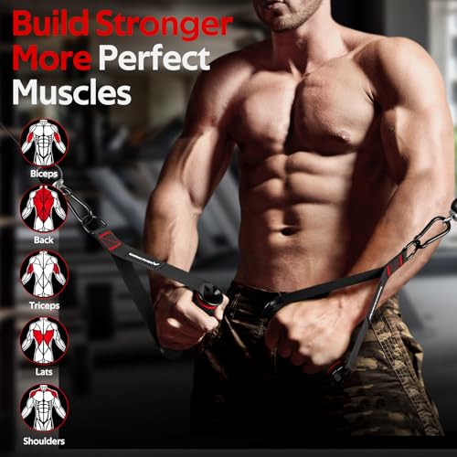 Gym Exercise Handles, Replacement Handle Attachments for Cable Machine Pulleys, Resistance Band and Strength Trainer, Pull Down Workout Accessories, Home Gym Add On Equipment - view 5