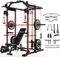 Power Cage, Power Rack with Cable Crossover System, 1500LBS Squat Rack with LAT Pull Down System, Workout Cage with Pulley System for Fitness Home Gym