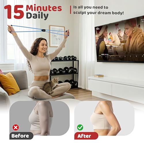 Resistance Bands, Figure 8 Exercise Bands for Women Men, 8 Shaped Resistance Bands for Arms, Chest Expander, Yoga Gym Fitness Pulling Rope 8 Word Elastic for Exercise Muscle Training Tubing - view 2