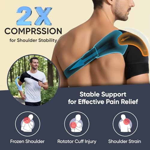 1 PC Shoulder Brace for Men and Women for Pain Relief - Shoulder Support & Compression Sleeve for Torn Rotator Cuff, AC Joint, Dislocation - Adjustable Design (Size S, 1) - view 2