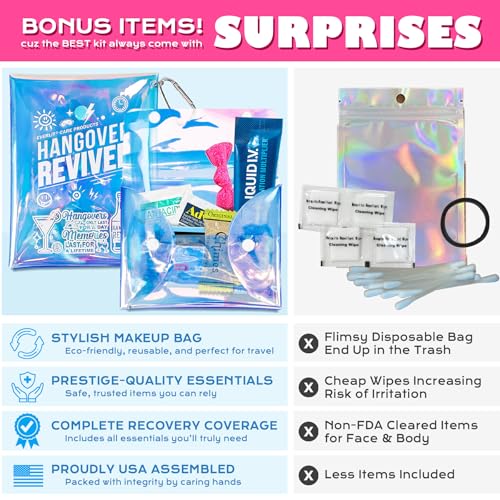 Hangover Kit 5 PACK Pre Filled Party Favors, Goodie Bags, Gift for Bachelorette, Wedding, 21st Birthday Gift, Girls Trip Recovery Kits & First aid Supplies for Parties and Events - view 4