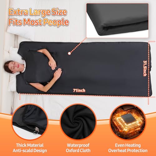 Infrared Sauna Blanket for Home: Portable Design Full Body Detox Therapy with Deep Heat Relaxation - Far Infrared Heating Adjustable 86-176℉ & 20-60 Min Timer 71 x 31.5Inch PVC-01 - view 5