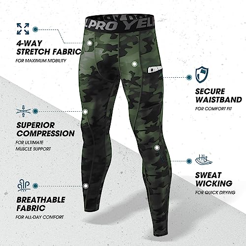 Mens Compression Pants Athletic Leggings with Pockets Running Baselayer Tights Cycling Workout Pants 1-3 Pack - view 3